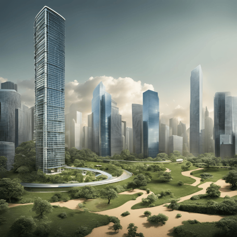 Intro To Corporate Sustainability Course Cover with tall buildings and green nature surrounding