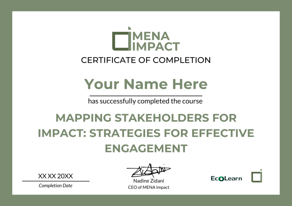 Mapping Stakeholders for Impact Strategies for Effective Engagement Certificate